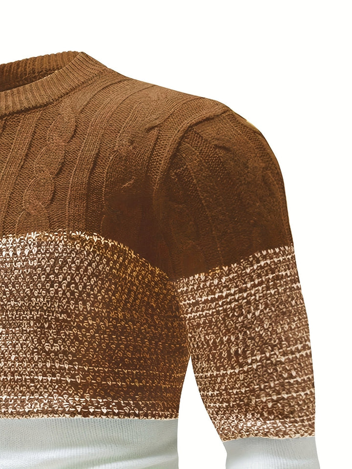 Dravec | Homme Pull Col Rond Color Block Torsadé — vue 10