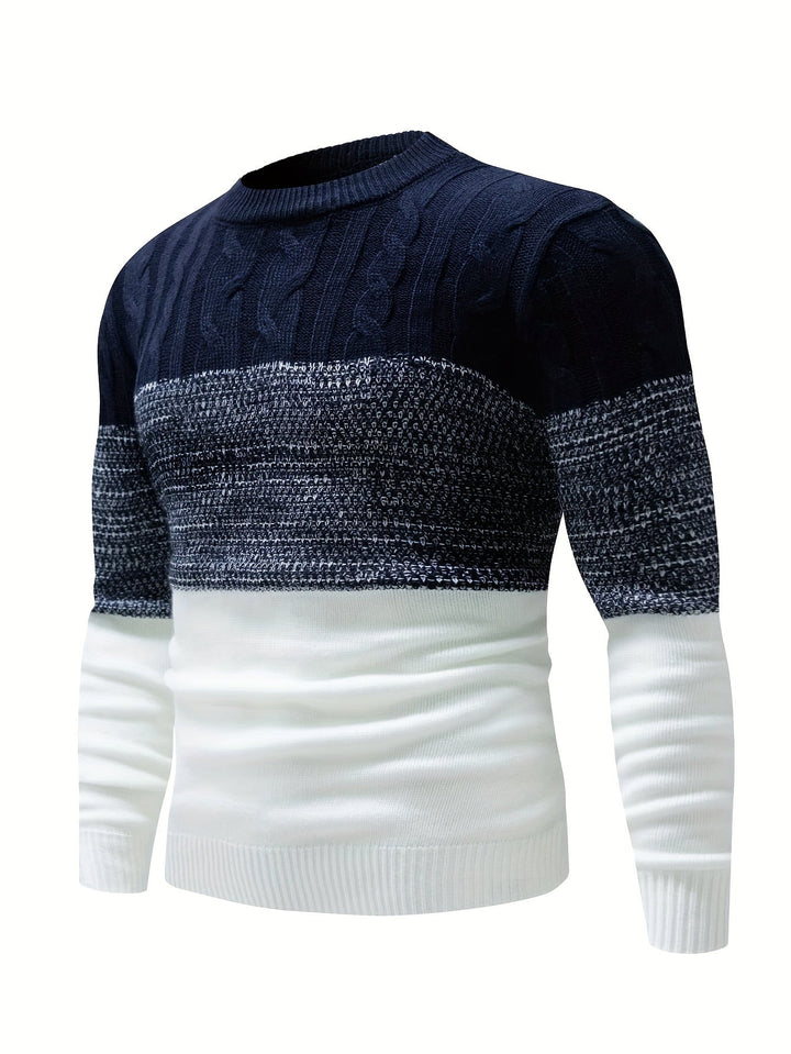 Dravec | Homme Pull Col Rond Color Block Torsadé — vue 2