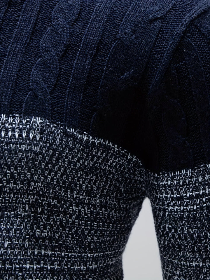 Dravec | Homme Pull Col Rond Color Block Torsadé — vue 4