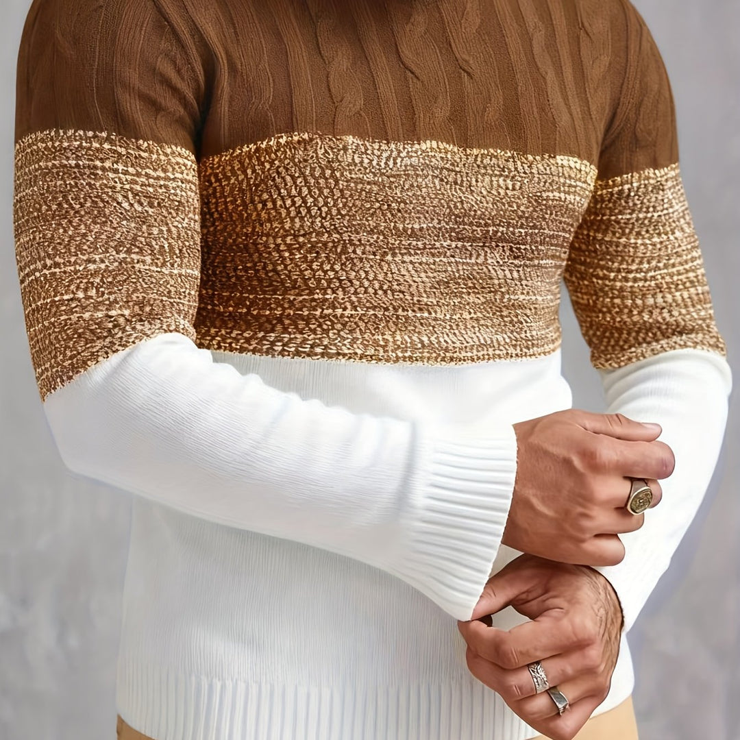 Dravec | Homme Pull Col Rond Color Block Torsadé — vue 6