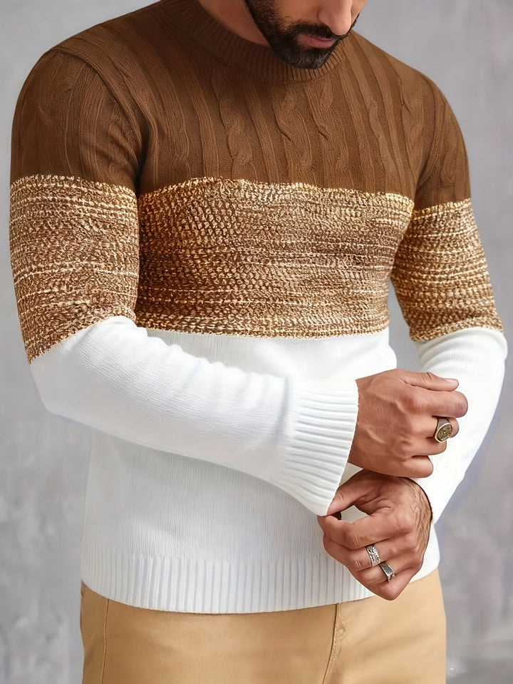 Dravec | Homme Pull Col Rond Color Block Torsadé — vue 7