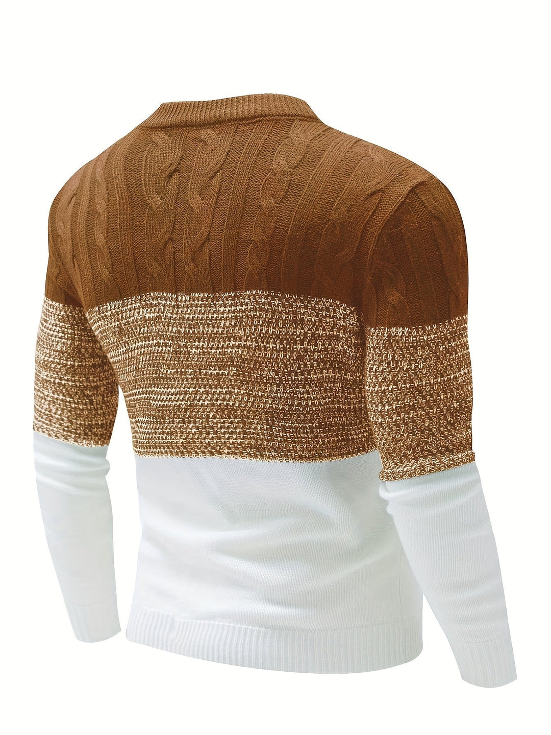 Dravec | Homme Pull Col Rond Color Block Torsadé — vue 8