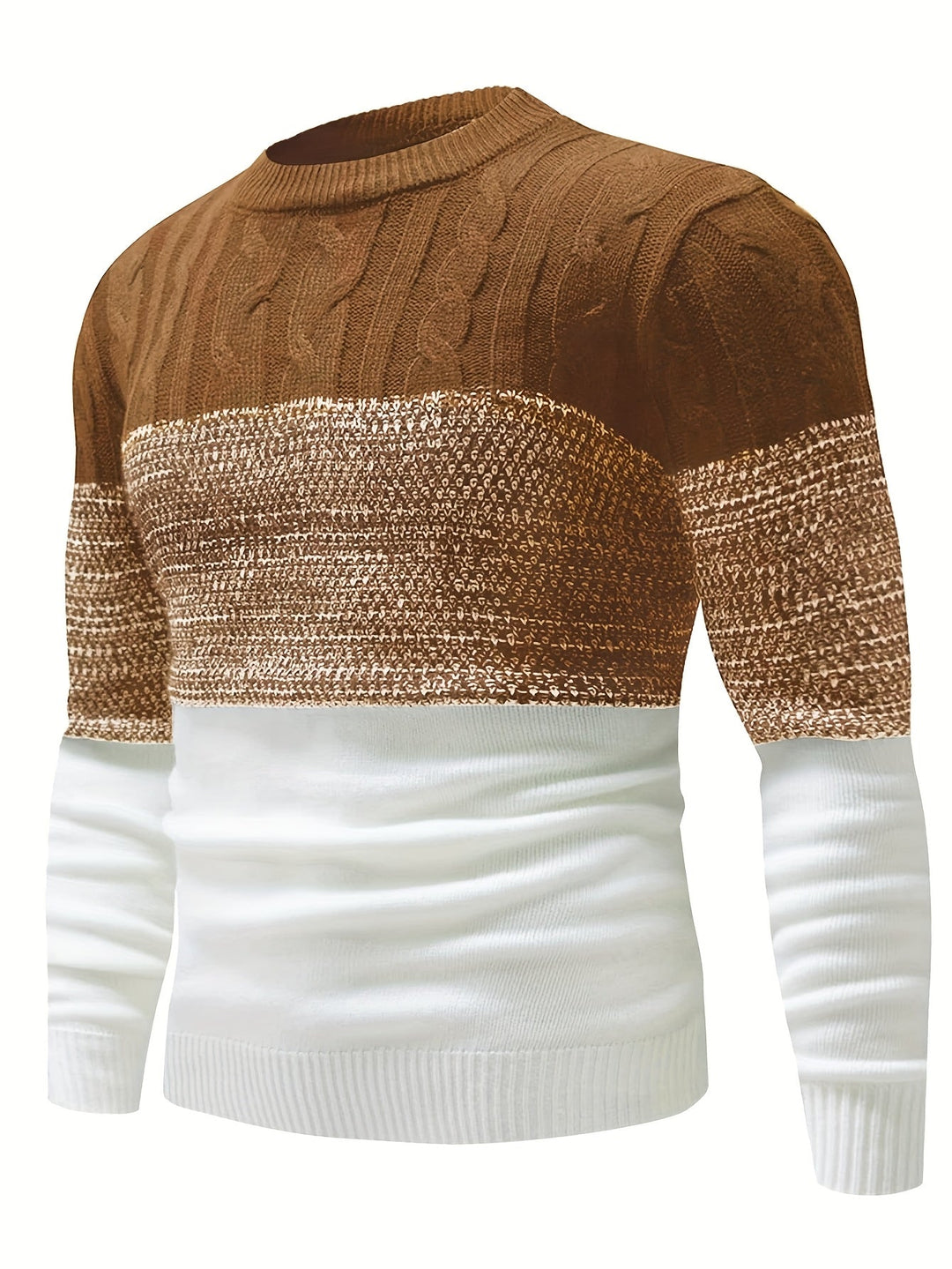 Dravec | Homme Pull Col Rond Color Block Torsadé — vue 9