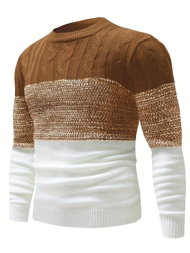 Dravec | Homme Pull Col Rond Color Block Torsadé — vue 9