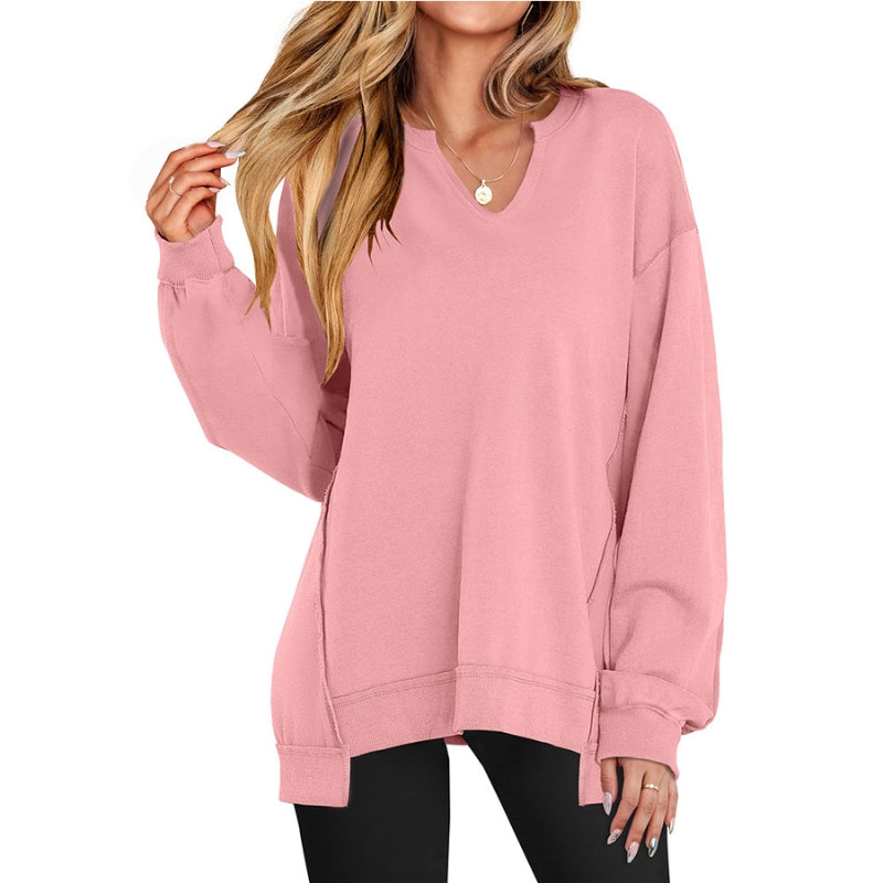 Ottilie | Women's Oversized V-Neck Tunic Sweatshirt - Image 2