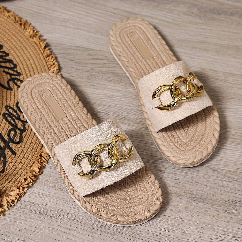 Paloma | Women's Chain Detail Platform Slides - Image 2