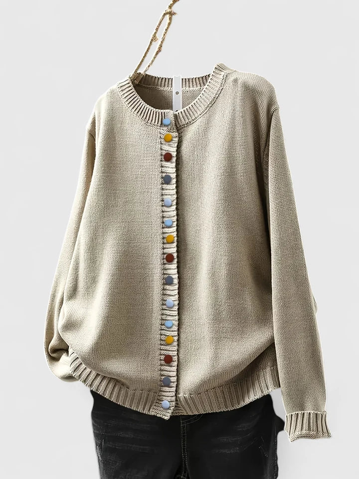 Pascaline | Gilet en Maille Femme Boutons Colorés - Image 1