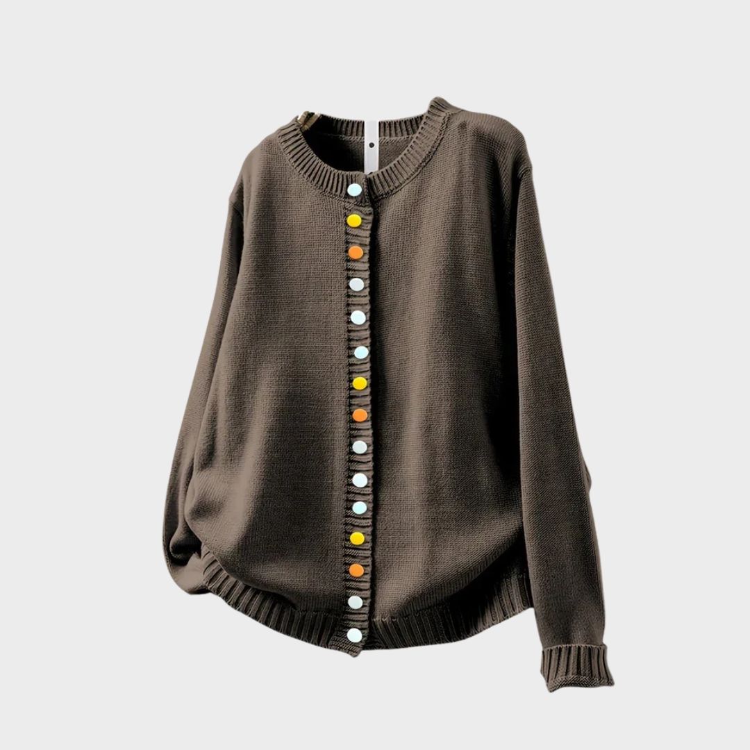 Pascaline | Gilet en Maille Femme Boutons Colorés - Image 2