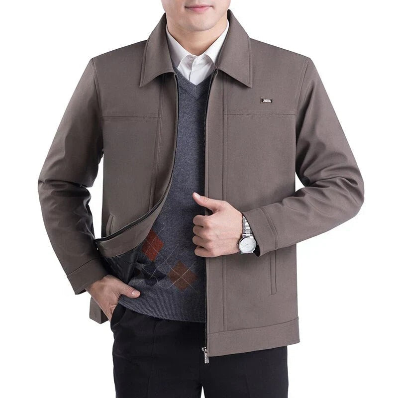 Halvord | Homme Veste Zippée Col Chemise Coupe Classique - Navy - Image 3
