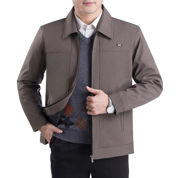 Halvord | Homme Veste Zippée Col Chemise Coupe Classique - Navy - Image 3