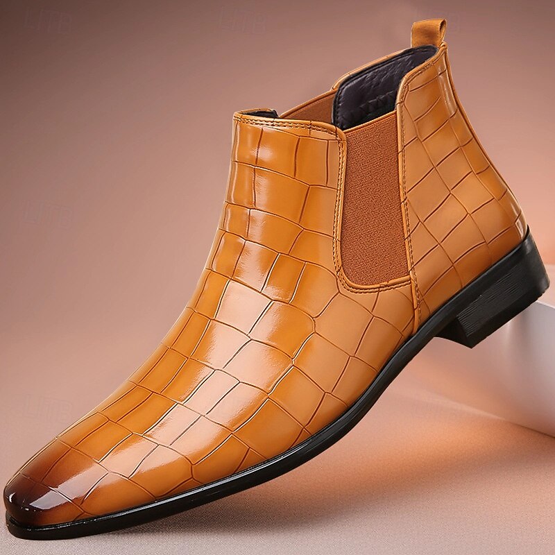 Raldwin | Bottines Homme Chelsea Croco Bout Pointu - Camel - Image 1