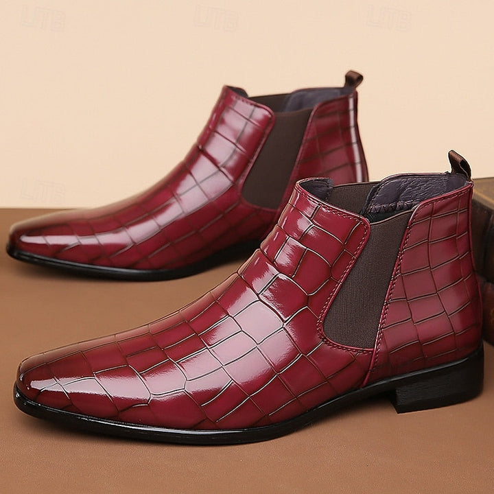 Raldwin | Bottines Homme Chelsea Croco Bout Pointu - Camel - Image 10