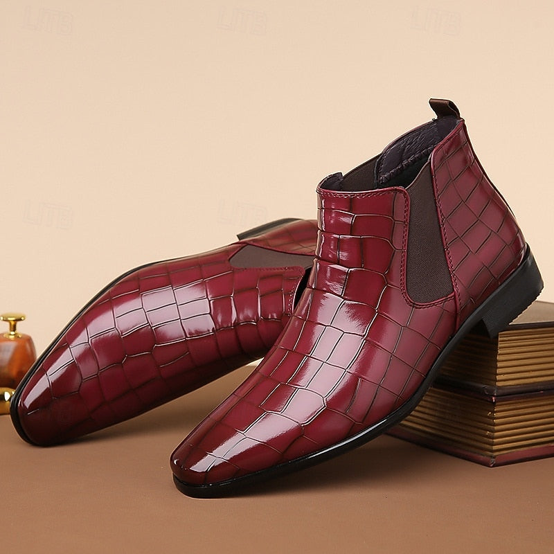 Raldwin | Bottines Homme Chelsea Croco Bout Pointu - Camel - Image 11