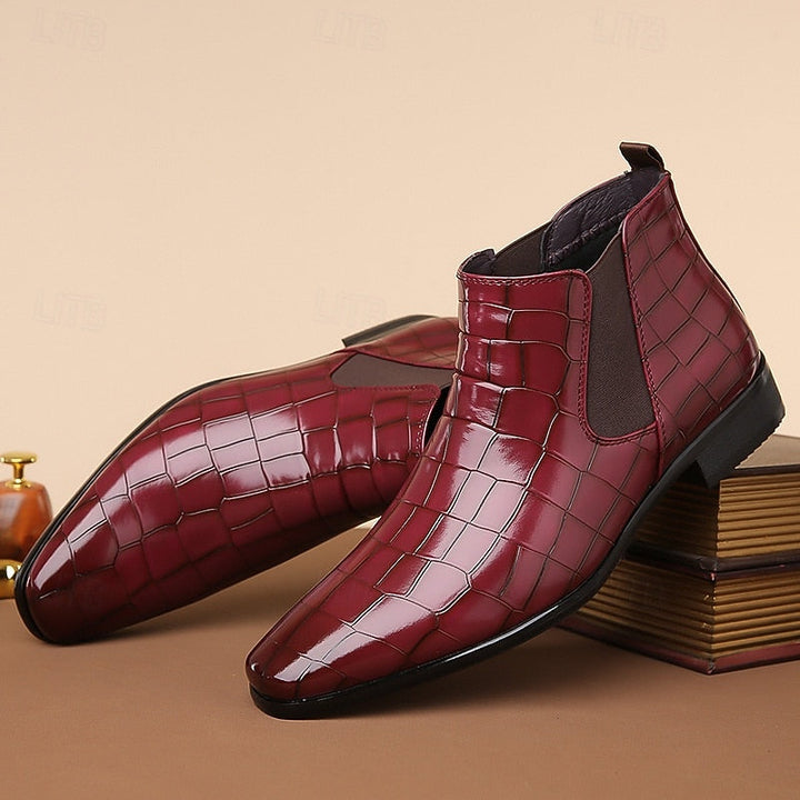 Raldwin | Bottines Homme Chelsea Croco Bout Pointu - Camel - Image 11