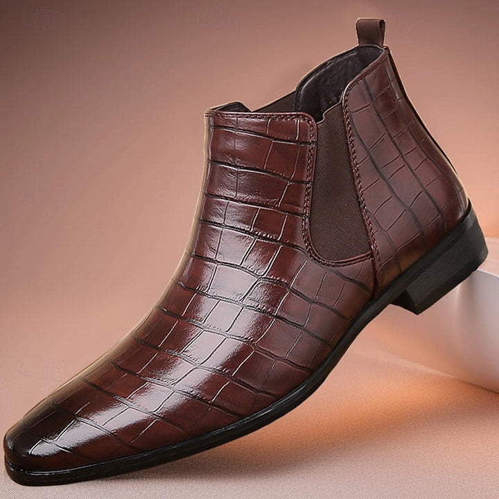 Raldwin | Bottines Homme Chelsea Croco Bout Pointu - Camel - Image 12