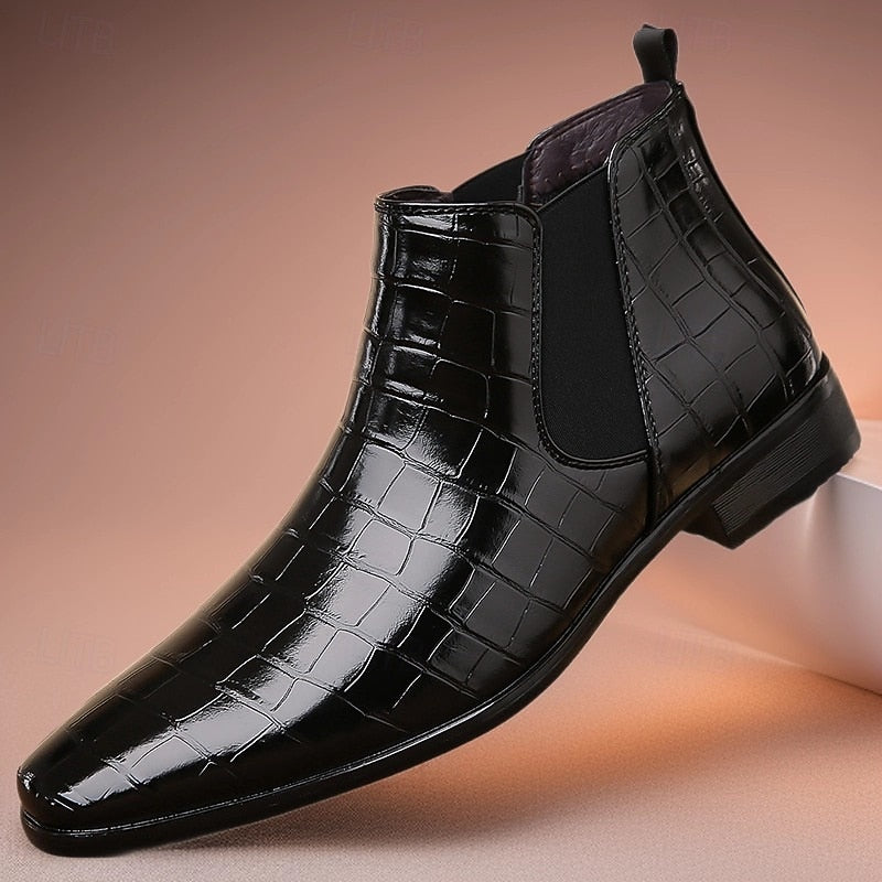 Raldwin | Bottines Homme Chelsea Croco Bout Pointu - Camel - Image 13