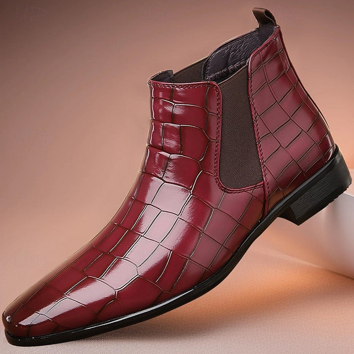 Raldwin | Bottines Homme Chelsea Croco Bout Pointu - Camel - Image 9