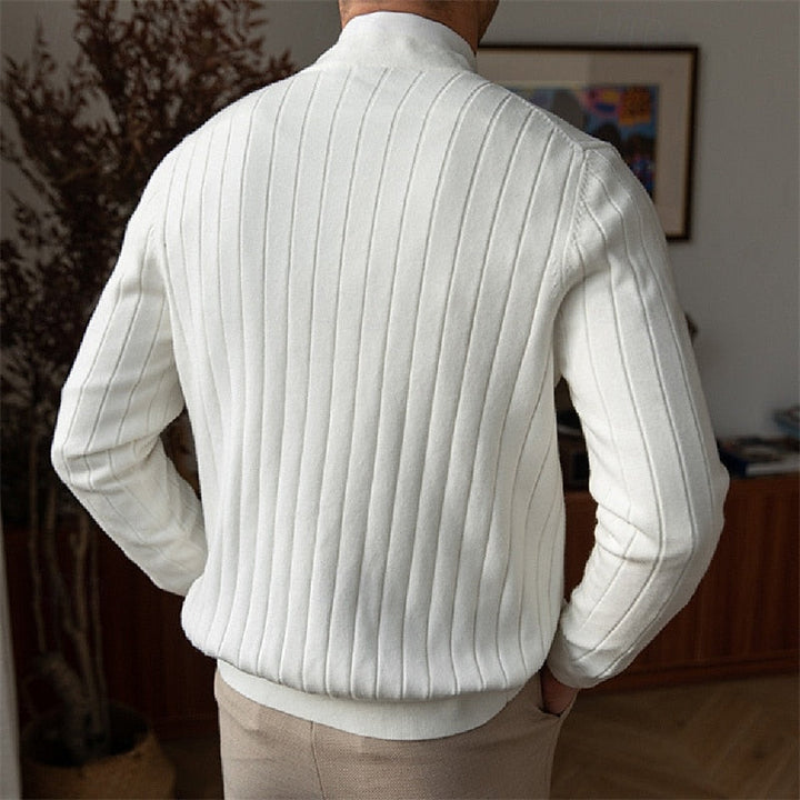 Réavand | Homme Cardigan Col V Côtelé Boutonné - Light Blue - Image 5