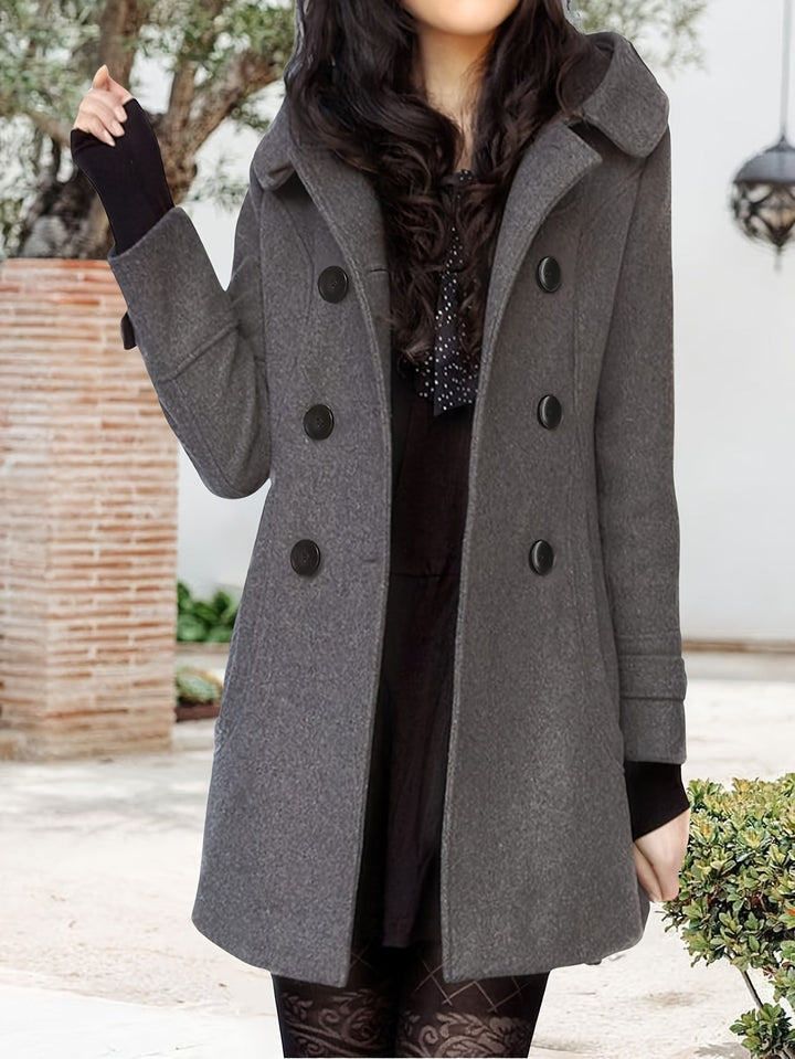 Réavane | Manteau Femme Double Boutonnage Capuche - Black - Image 10