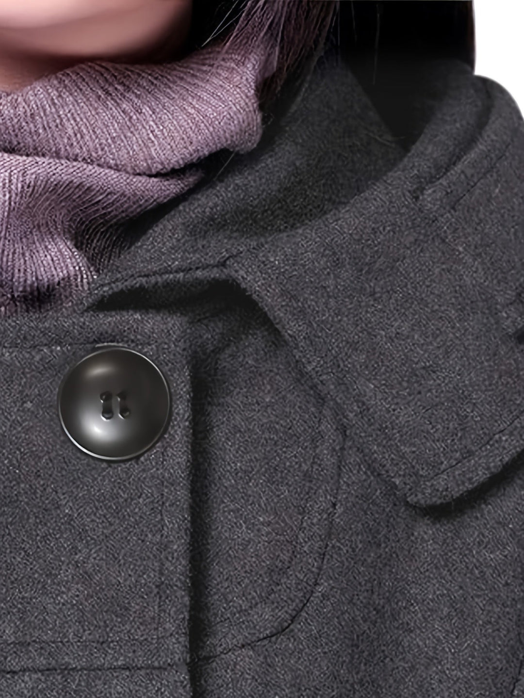 Réavane | Manteau Femme Double Boutonnage Capuche - Black - Image 12