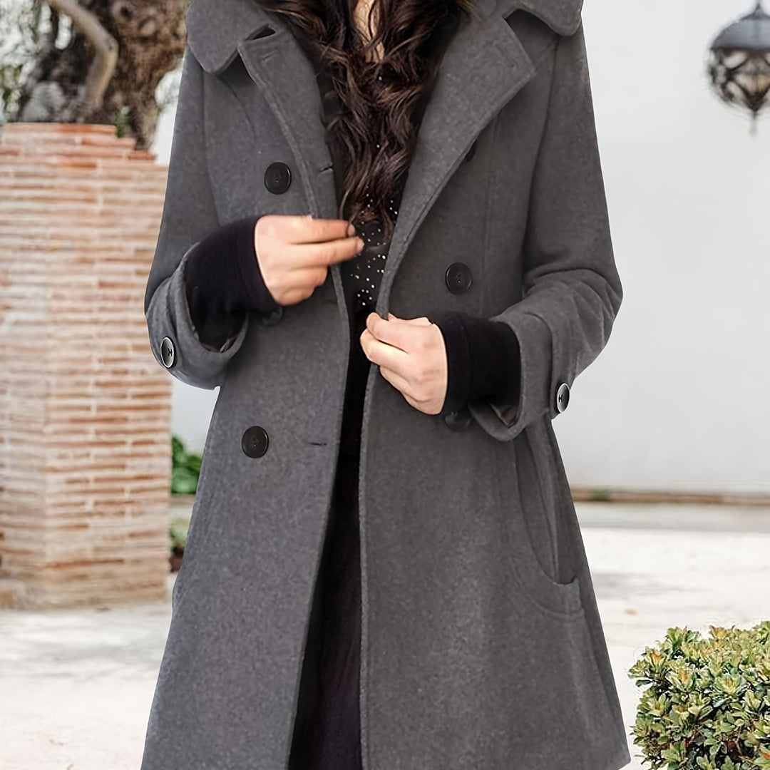 Réavane | Manteau Femme Double Boutonnage Capuche - Black - Image 7
