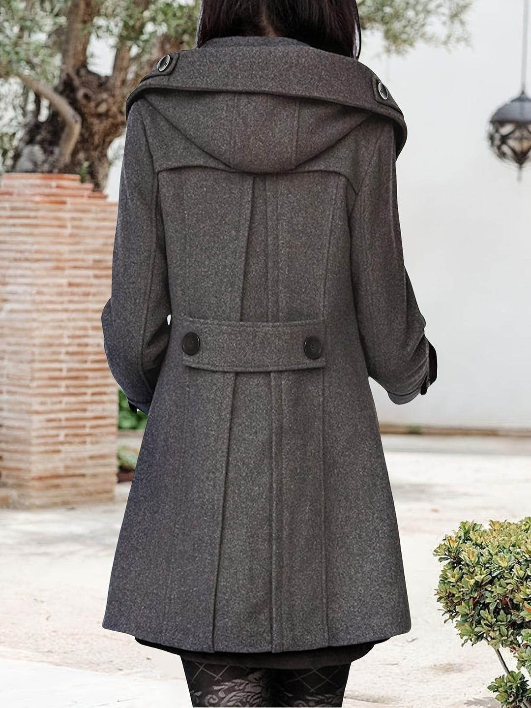 Réavane | Manteau Femme Double Boutonnage Capuche - Black - Image 9