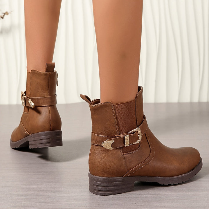 Ravelde | Femme Bottines Boucle Western Style Cavalière - Brown - Image 1