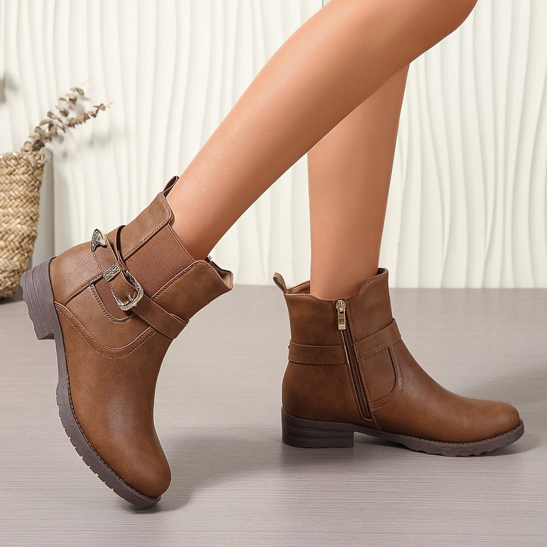 Ravelde | Femme Bottines Boucle Western Style Cavalière - Brown - Image 2
