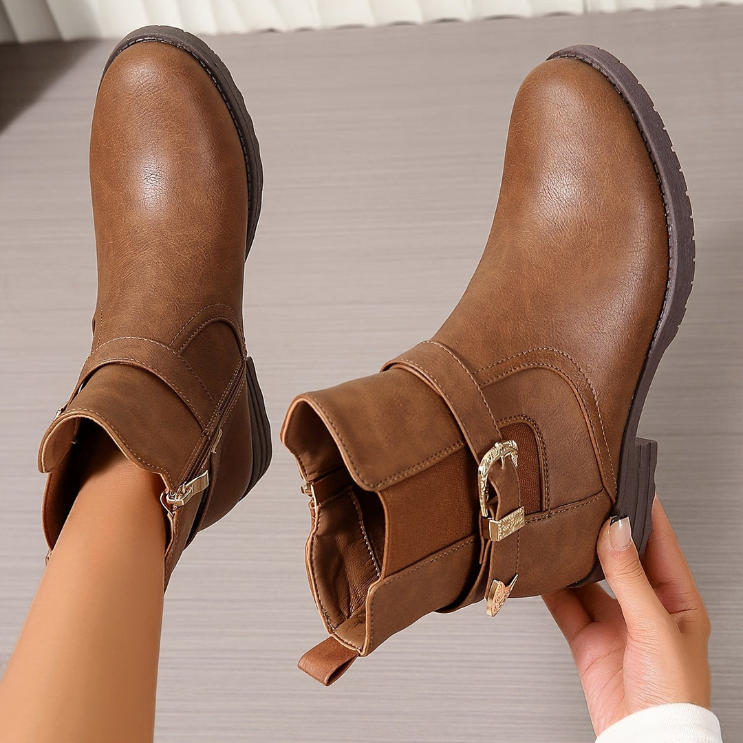 Ravelde | Femme Bottines Boucle Western Style Cavalière - Brown - Image 4