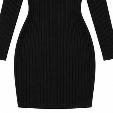 Ravelle | Femme Robe Pull Côtelée Col V Mini - Black - Image 7