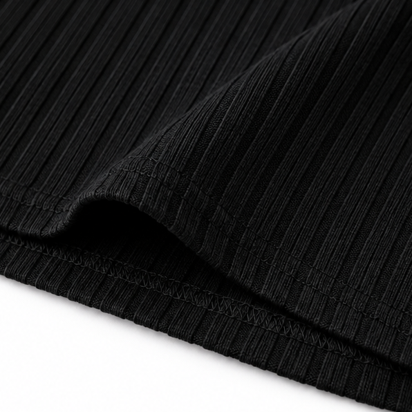 Ravelle | Femme Robe Pull Côtelée Col V Mini - Black - Image 9