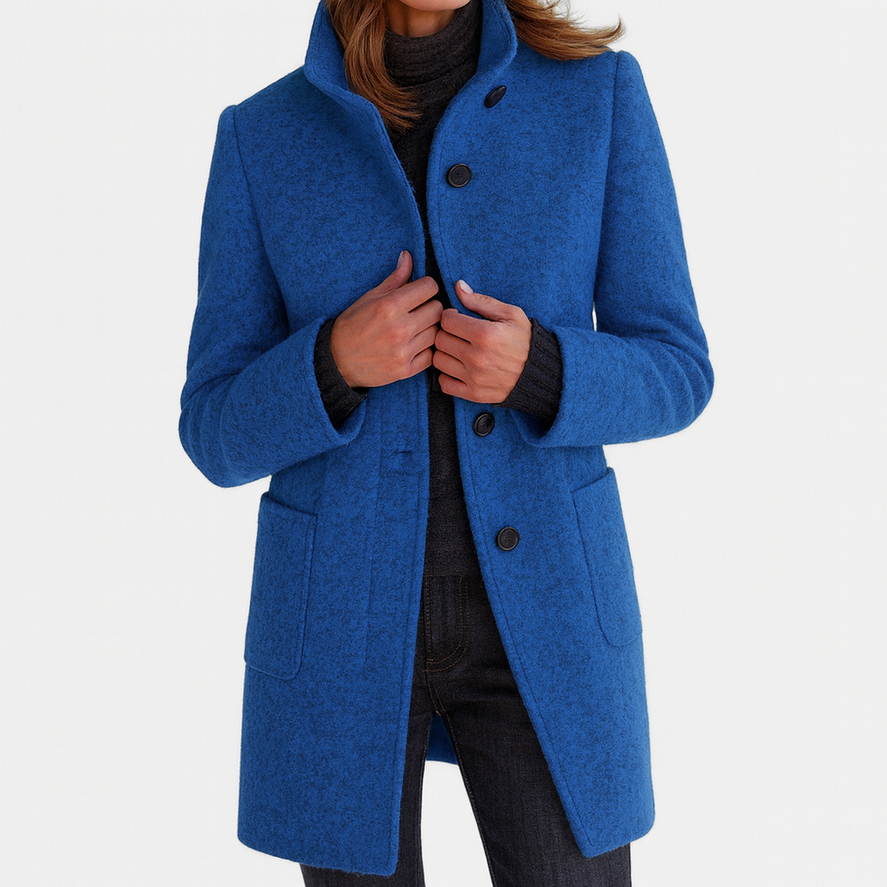 Renata | Women's Classic Structured Winter Coat - Light Grey - Image 2