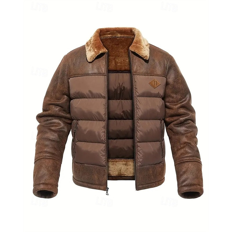 Roderik | Homme Veste Matelassée Col Fourrure Hiver - Brown - Image 1