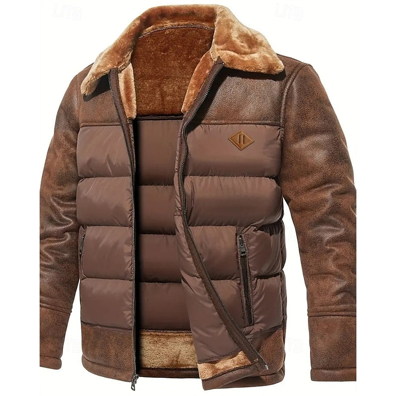 Roderik | Homme Veste Matelassée Col Fourrure Hiver - Brown - Image 2