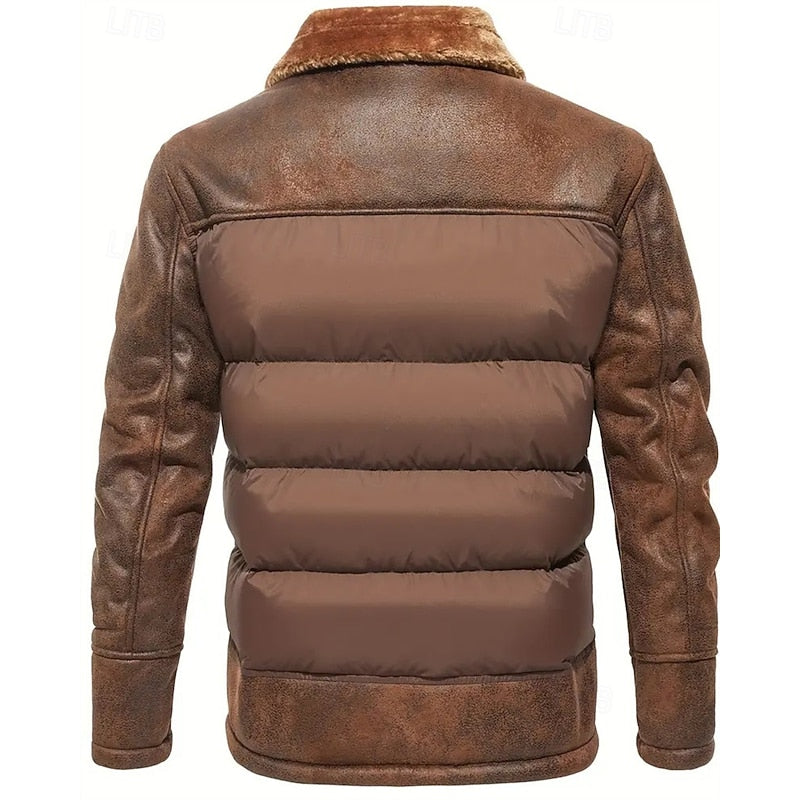 Roderik | Homme Veste Matelassée Col Fourrure Hiver - Brown - Image 3