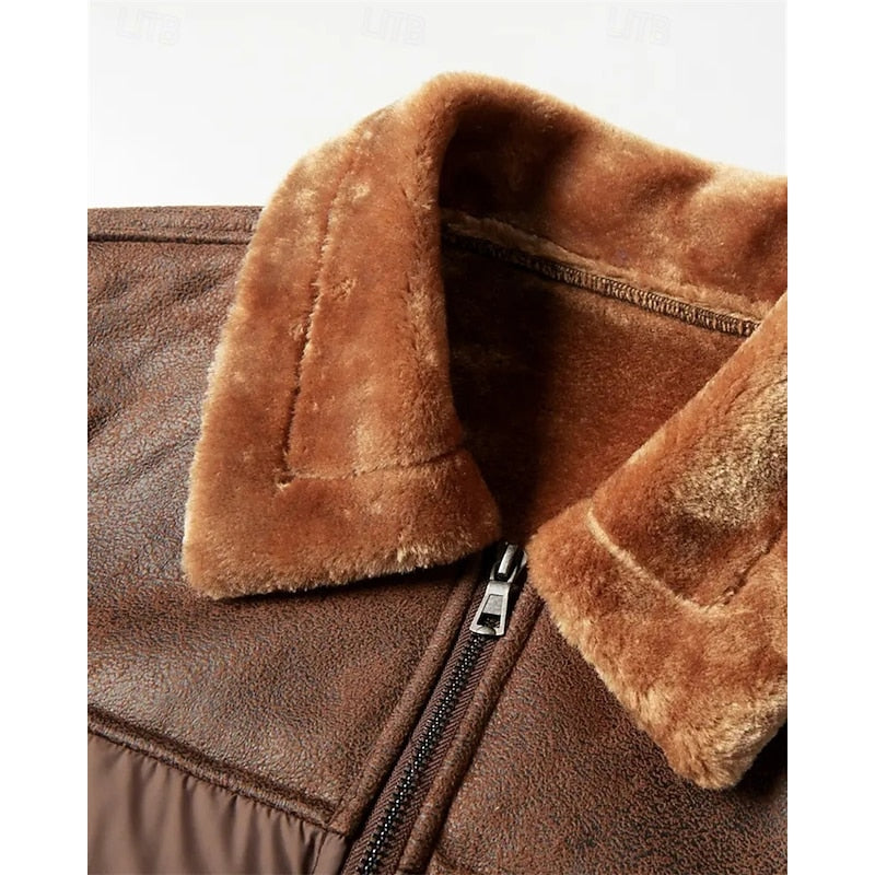 Roderik | Homme Veste Matelassée Col Fourrure Hiver - Brown - Image 4