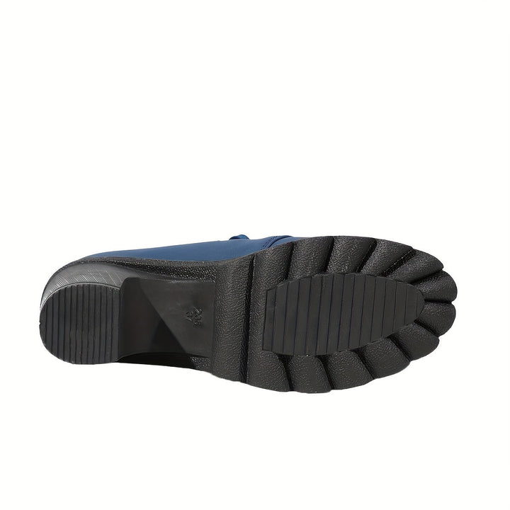 Rolvaine | Femme Bottine à Lacets Talon Bloc - Navy - Image 4