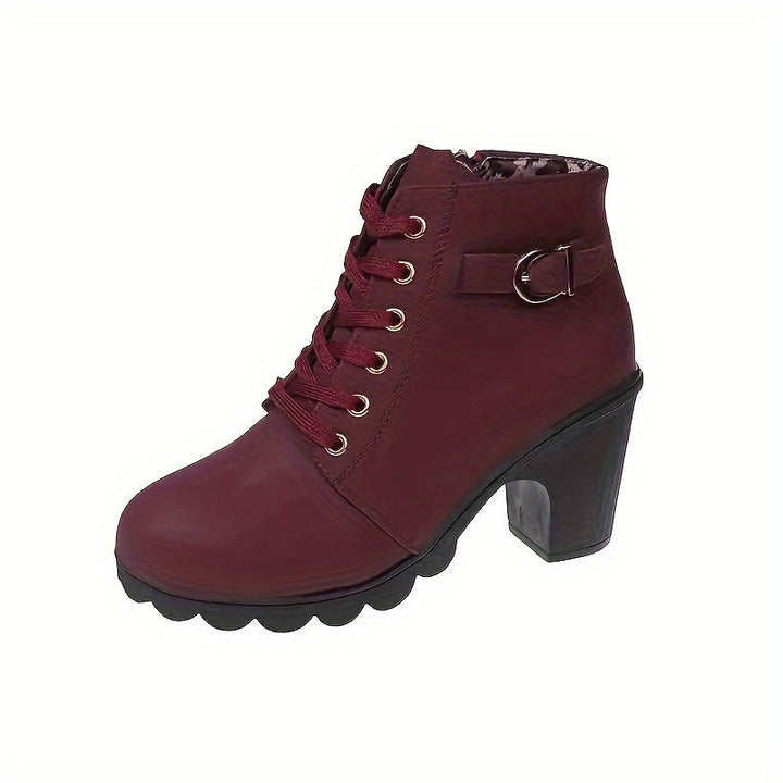 Rolvaine | Femme Bottine à Lacets Talon Bloc - Navy - Image 5