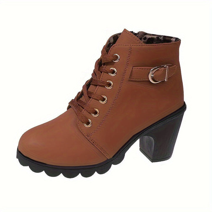Rolvaine | Femme Bottine à Lacets Talon Bloc - Navy - Image 9
