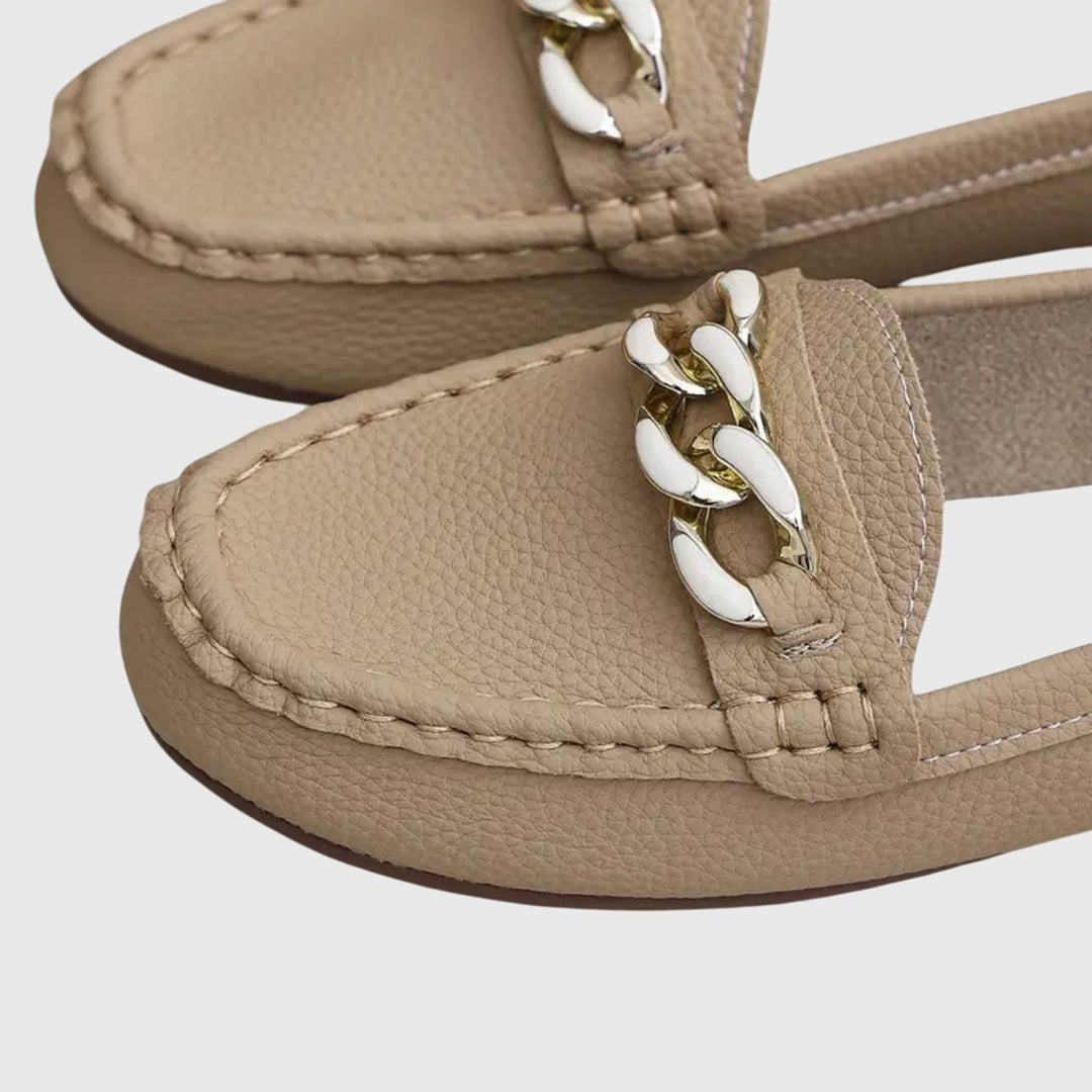 Rolvène | Mocassins Femme Chaîne Dorée à Enfiler - Image 10