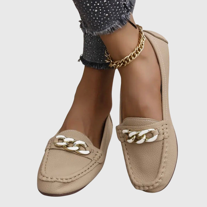 Rolvène | Mocassins Femme Chaîne Dorée à Enfiler - Image 3
