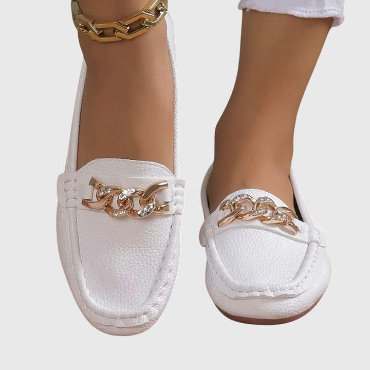 Rolvène | Mocassins Femme Chaîne Dorée à Enfiler - Image 4