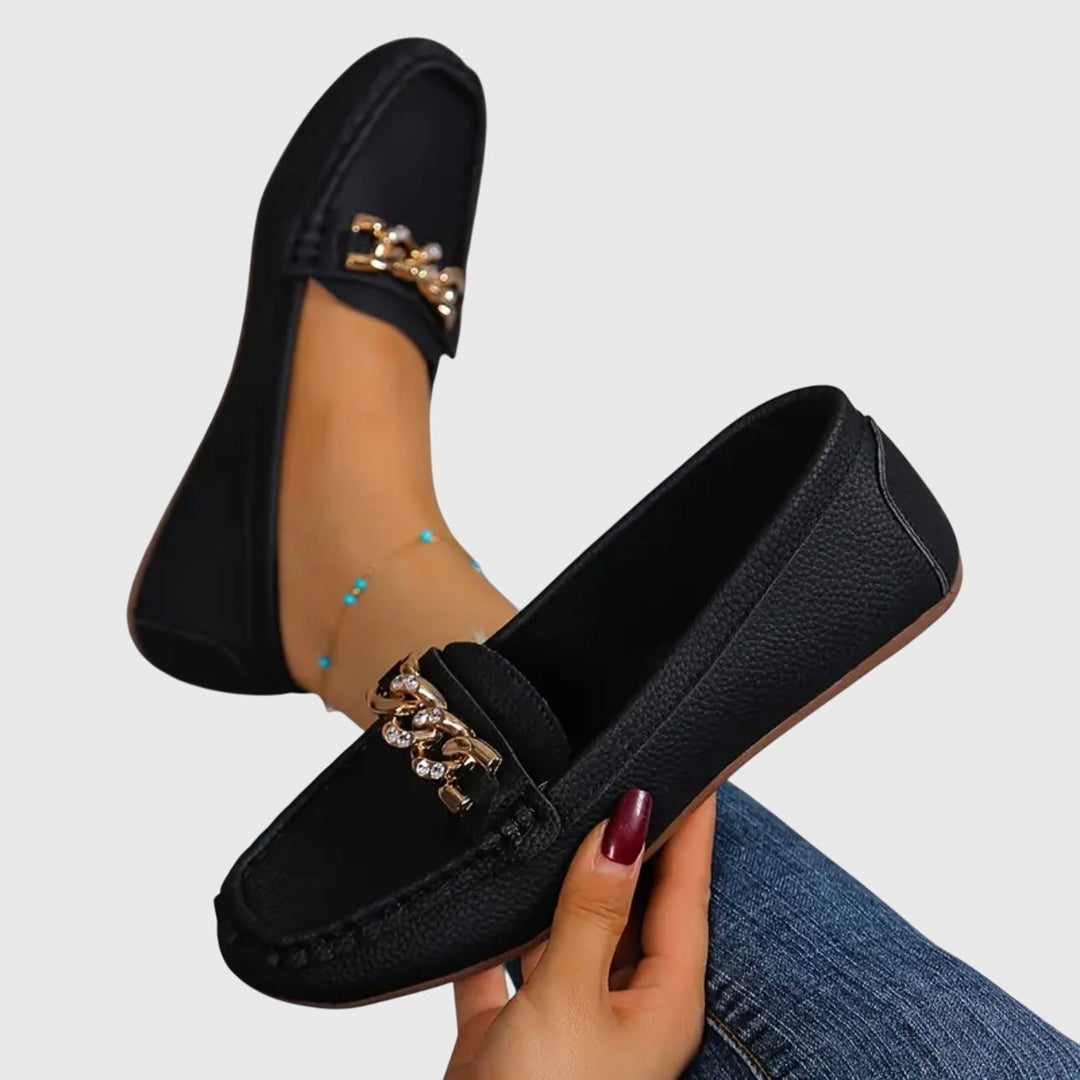 Rolvène | Mocassins Femme Chaîne Dorée à Enfiler - Image 5