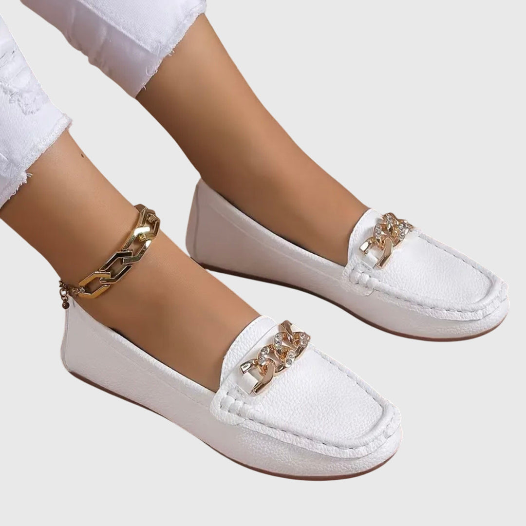 Rolvène | Mocassins Femme Chaîne Dorée à Enfiler - Image 7