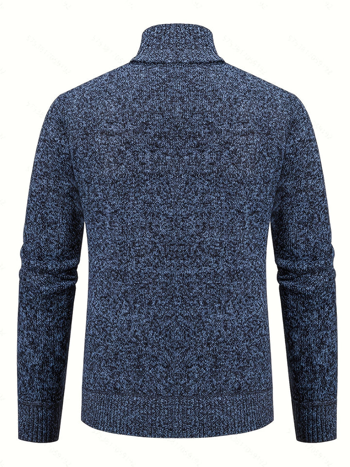 Lévand | Homme Cardigan Zippé Torsadé Col Montant - Black - Image 15