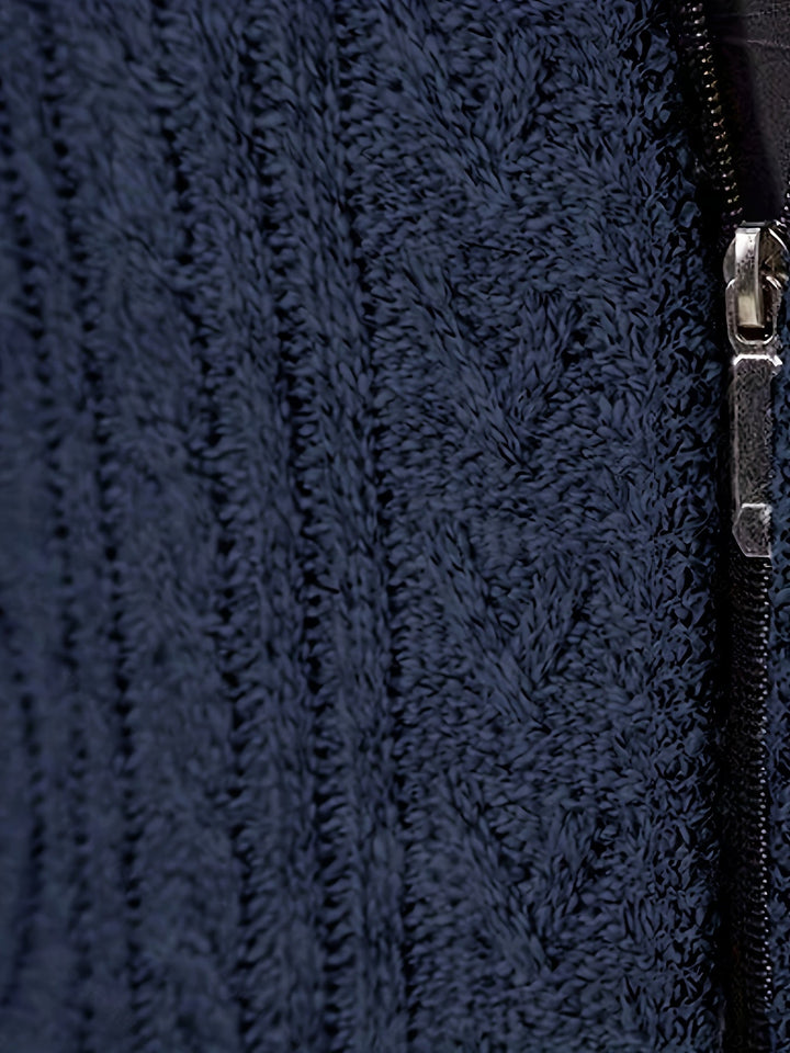 Lévand | Homme Cardigan Zippé Torsadé Col Montant - Black - Image 16