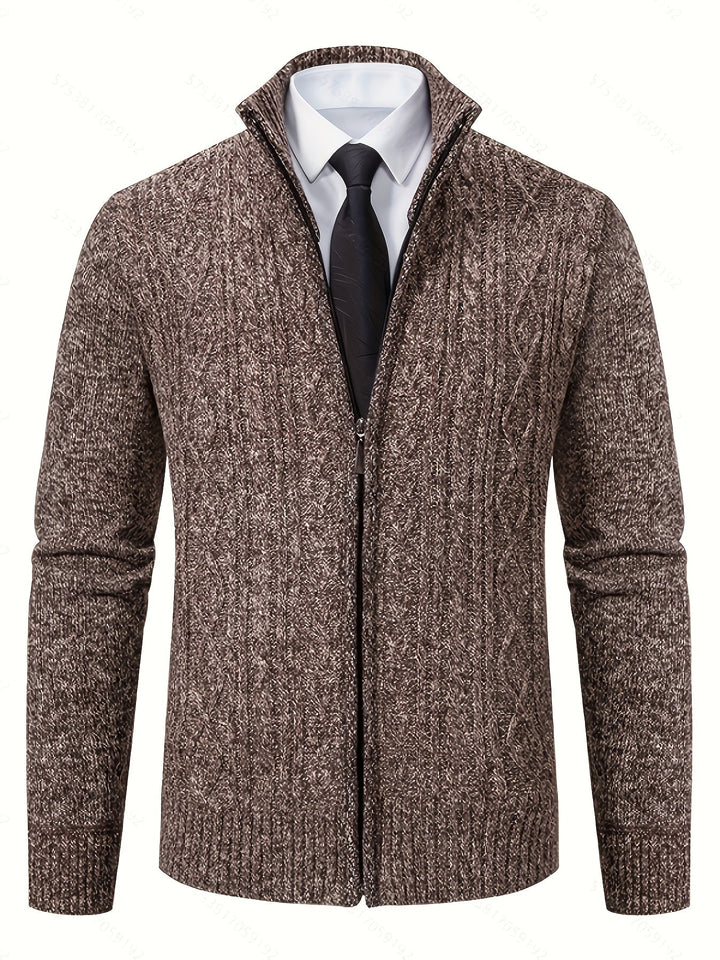 Lévand | Homme Cardigan Zippé Torsadé Col Montant - Black - Image 20