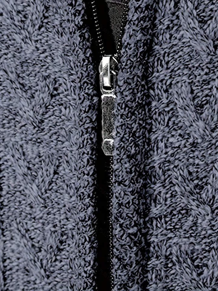 Lévand | Homme Cardigan Zippé Torsadé Col Montant - Black - Image 28