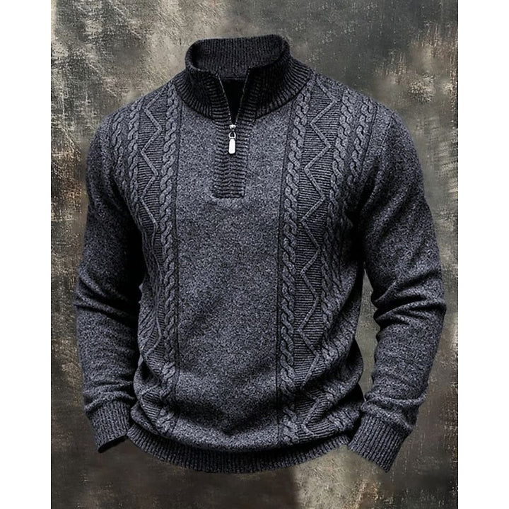 Révalec | Homme Pull Col Zippé Torsadé - Dark Grey - Image 1
