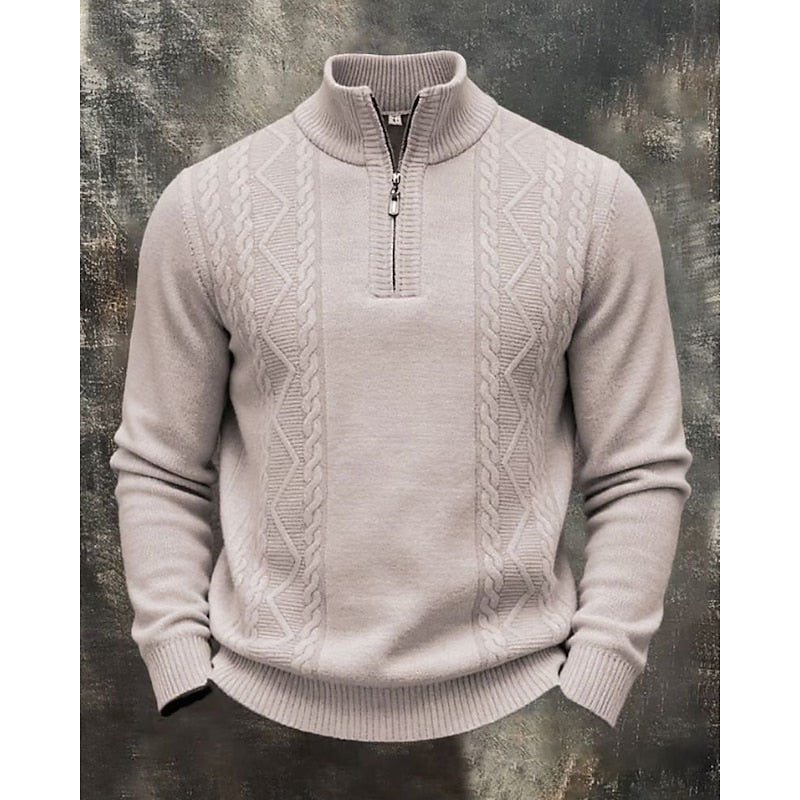 Révalec | Homme Pull Col Zippé Torsadé - Dark Grey - Image 2
